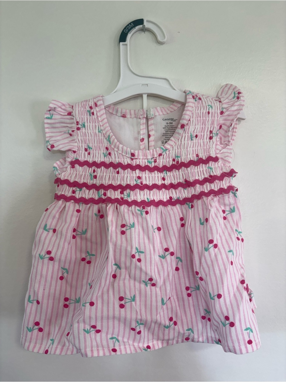 George Baby Girl Cherry Stripe 2-Piece Outfit 0-3M